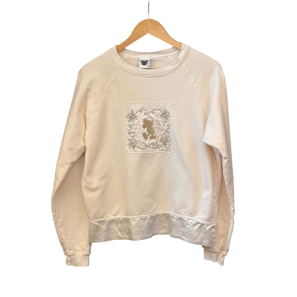 Vintage Disney Mickey Mouse Sweatshirt Coquette Grandmacore Soft Girl Cream